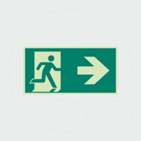 Phosphorescent Emergency Exit Sign - Right (320x160 mm)