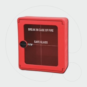 Wall-mounted fire hose cabinet with transparent safety door for emergency access
