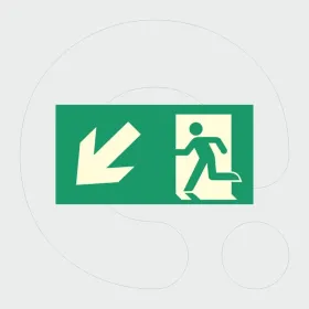 Phosphorescent Emergency Exit Sign - Left Down (320x160 mm)